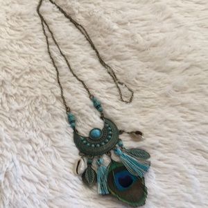 Long Necklace Blue color